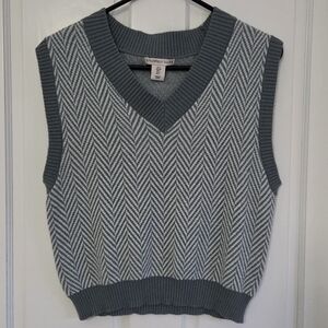 Blue/Green/White Chevron Knit Sweater Vest